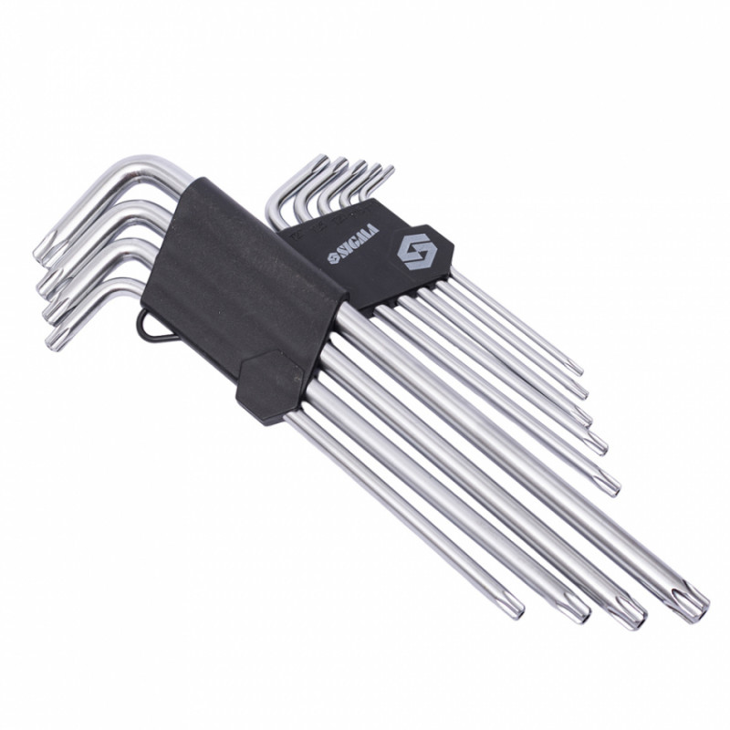 Ключі TORX 9шт T10-T50мм CrV (довгі з отвором) Sigma (4022231)-4022231