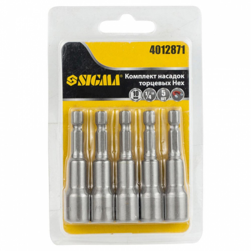 Насадка торцева магнітна 10×65мм 5шт (блістер) SIGMA (4012871)-TR4012871