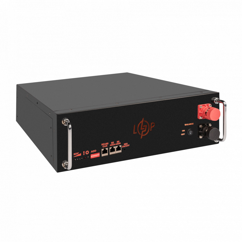 Акумулятор LP LiFePO4 51,2V - 100 Ah (5120Wh) (BMS SP 100A/50А) RM RS485/CAN LCD BL-