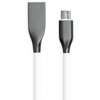 Кабель PowerPlant USB - microUSB, 1м, силікон, білий-[articul]