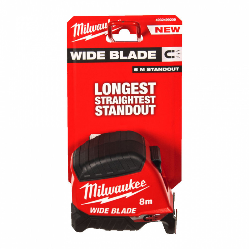 Рулетка магнітна WIDE BLADE MAGNETIC MILWAUKEE (Gen2), (полотно 35мм), 8м-4932499209