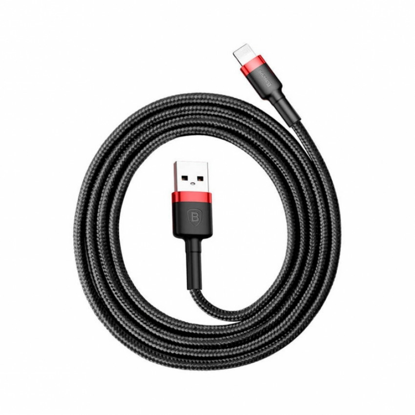 Кабель Baseus Cafule USB 2.0 to Lightning 2.4A 1M Чорний/Червоний (CALKLF-B19)-