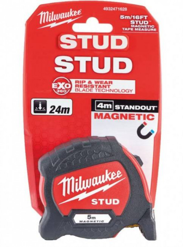 Рулетка магнітна метрична MILWAUKEE STUD, 5м (33мм)-4932471626