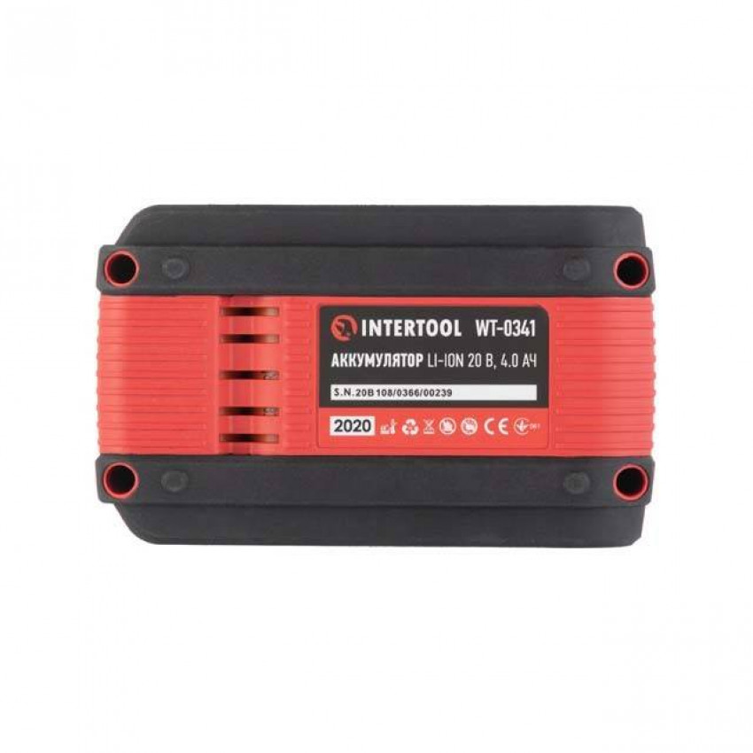 Акумулятор 20 В, літій-іон, 4.0 Ач, індикатор рівня заряду INTERTOOL WT-0341-WT-0341