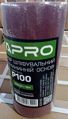 Папір шліфувальний P100 рулон 200мм*10м (тканинна основа) APRO-828186