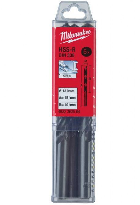 Свердло по металу HSS-R MILWAUKEE DIN338, Ø12мм, (5шт)-4932363554