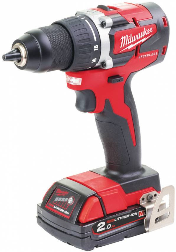 Дриль-шуруповерт акумуляторний MILWAUKEE, M18 CBLDD-202C, 60Нм, (зарядний пристрій, 2 акум.Х 2Ач, кейс)-4933464317