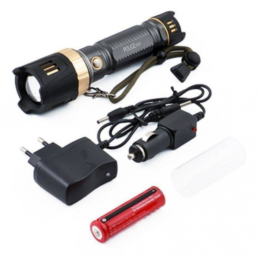 Ліхтар 12V Police F5077-T6, ак. 18650, zoom-F5077-T6