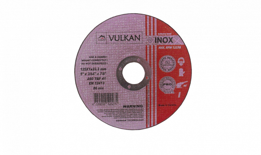 Круг відрізний 125*1,0*22 нерж.(UA)-Vulkan1250122