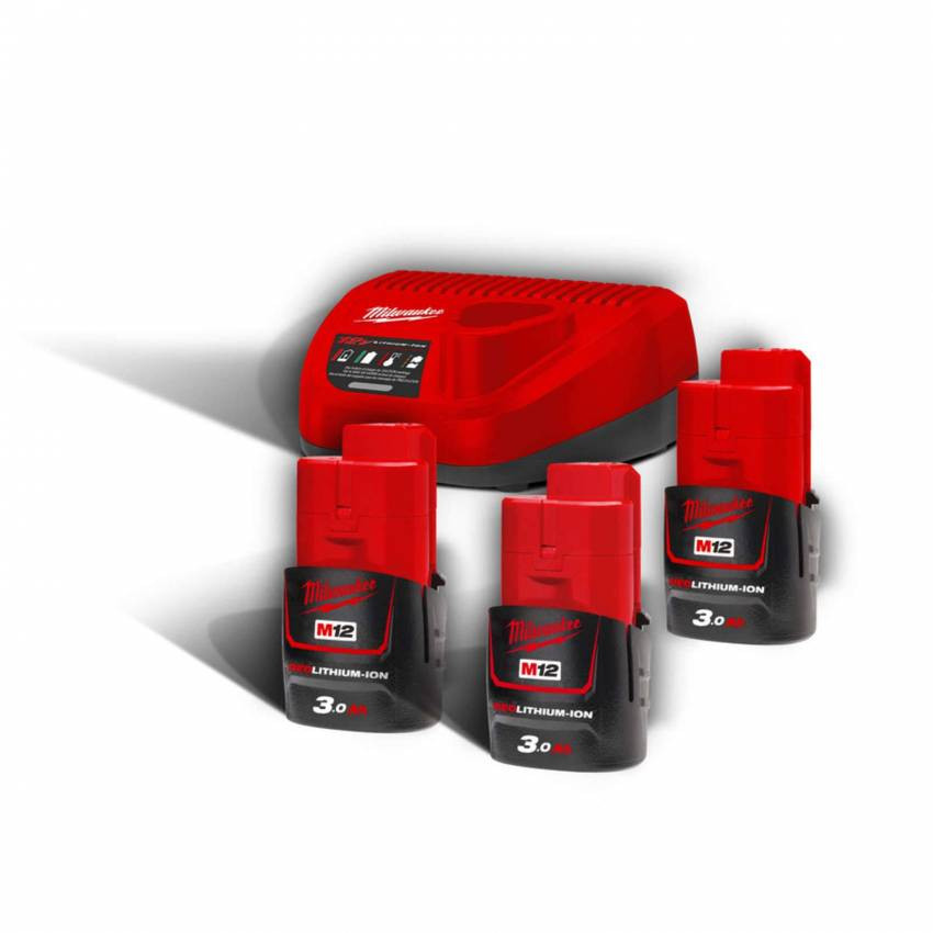 Енергокомплект MILWAUKEE, M12 NRG-303 (+ заряд.пристрій, 3 акум.Х 3Аг)-4933459207