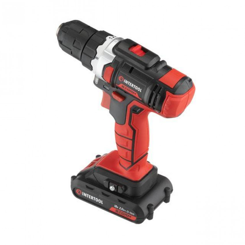 Дриль-шурупокрут акумуляторний Li-Ion 18 В, 25 Nm, 0-400/0-1500 об/хв, 2x2.0 Аг INTERTOOL WT-0314-WT-0314
