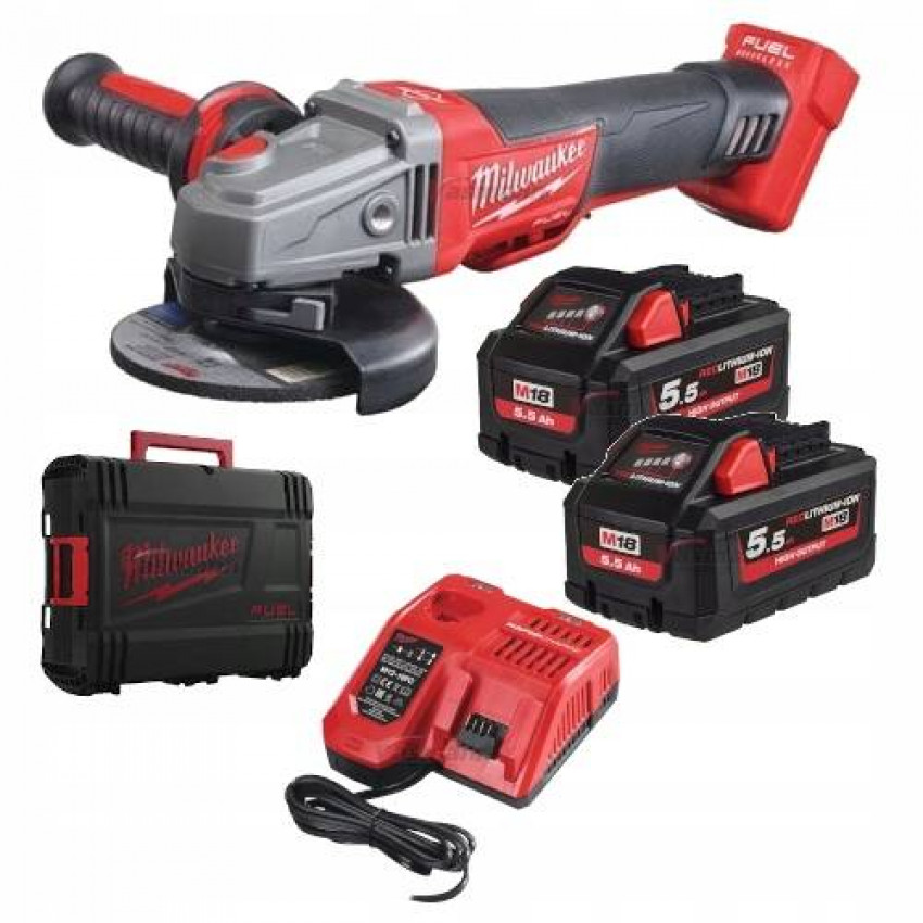 Шліфмашина кутова акумуляторна MILWAUKEE, M18 FHSAG125XB-552X, Ø125мм диски відрізні по металу (50шт)-FHSAG-PROMO