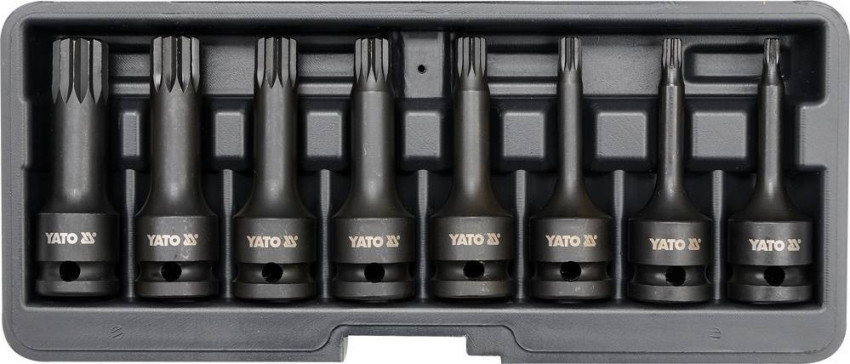 Викруткові ударні насадки YATO Spline на квадрі. 1/2", Набір 8 шт. [15], Компл.-YT-1069