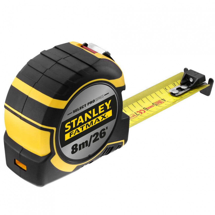 Рулетка вимірювальна FatMax®Autolock довжиною 8 м/26, шириною 25 мм, в обгумованому корпусі, з подвійною шкалою STANLEY FMHT43243-0-FMHT43243-0