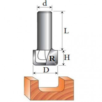 Фреза Кромкова жолобник №1016 (R32, D25.5, h38, d12) 22-012-320-[articul]