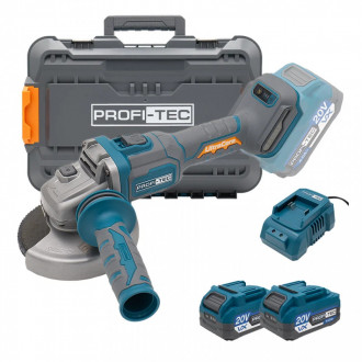 Акумуляторна кутова шліфувальна машина PROFI-TEC PPGA203 UltraCore (2×PT2040VX (4.0 Аг), зарядний пристрій)-[articul]