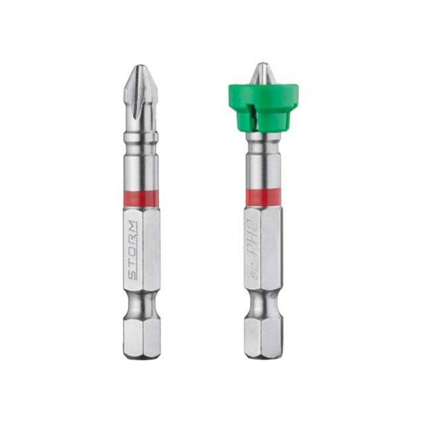 Комплект отверточних насадок PH2 з обмежувачем 1/4 "* 50мм, S2, уп. 2 од., STORM INTERTOOL VT-0231-VT-0231