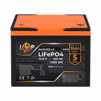 Акумулятор LP LiFePO4 12,8V - 100 Ah (1280Wh) (BMS 80A/40А) пластик для ДБЖ-[articul]