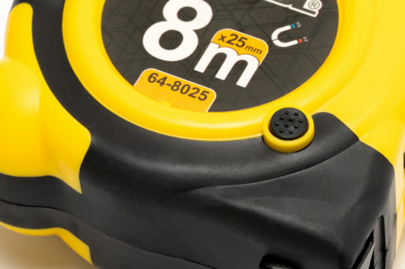 Рулетка з магнітами MASTERTOOL 8 м 25 мм нейлонове покриття 64-8025-64-8025