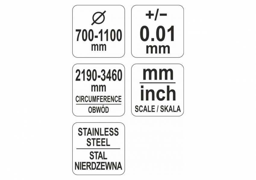 Циркометр для кола- 2190-3460мм і діамет. 700-1100мм YATO з метр. і дюйм. шкалами, ст-YT-71702