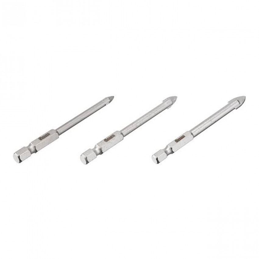 Набір свердел по склу та кераміці 5 + 6 + 8 мм HEX 1/4'' (6.35 mm) INTERTOOL SD-0293-SD-0293