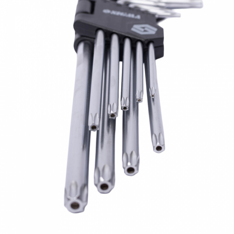 Ключі TORX 9шт T10-T50мм CrV (довгі з отвором) Sigma (4022231)-4022231