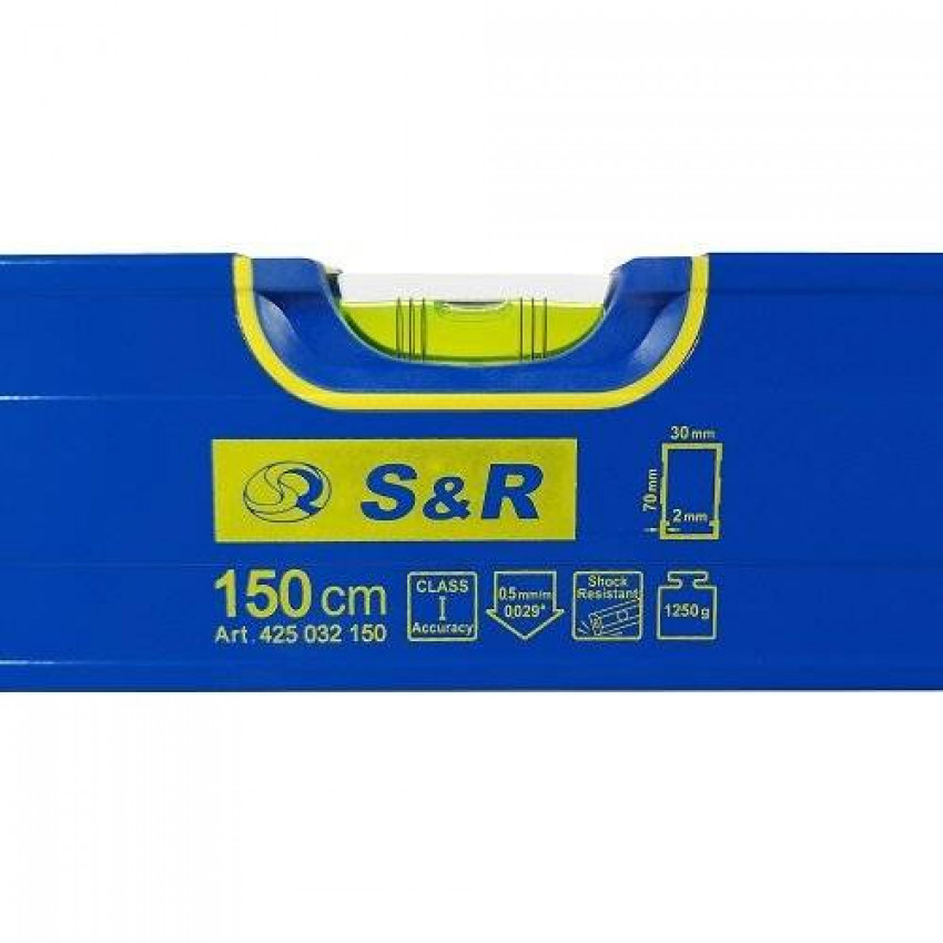 Ручний рівень S&R 150 см, 3капсули, 2ручки, 1клас-425032150