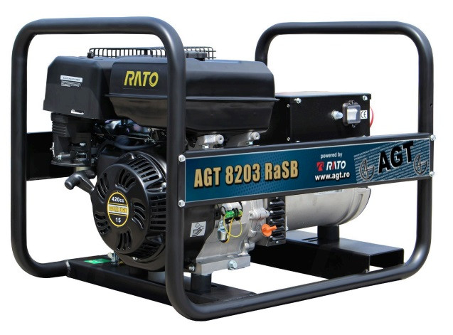 Генератор AGT8203RaSB, 400B/230B/50Гц, 7.0кВа/4.0кВа, R420, 6,5л., 1х230Вх16А, 1х400Вх16А, 77кг.-