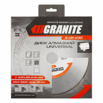 Диск алмазний GRANITE UNIVERSAL 230 мм 9-05-230