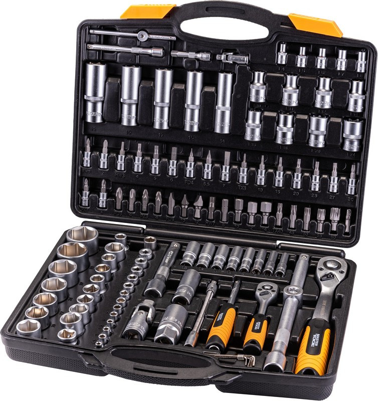 Набір насадок торцевих MASTERTOOL PROFI CrV 1/4"-1/2" тріскачка 72Т 111 шт кейс 78-5111-78-5111
