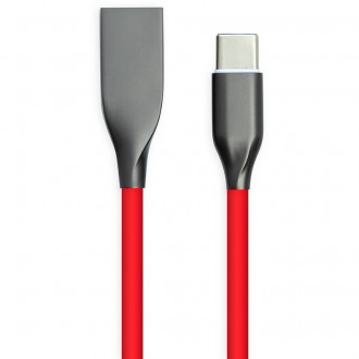 Кабель PowerPlant USB-Type-C, 2м, силікон, червоний-[articul]