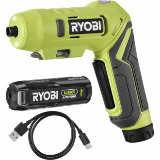 Викрутка акумуляторна RYOBI USB Lithium RSDP4-120G 4В 1х2А·год 5Нм 200об·хв поворотне руків'я 0.35кг-[articul]