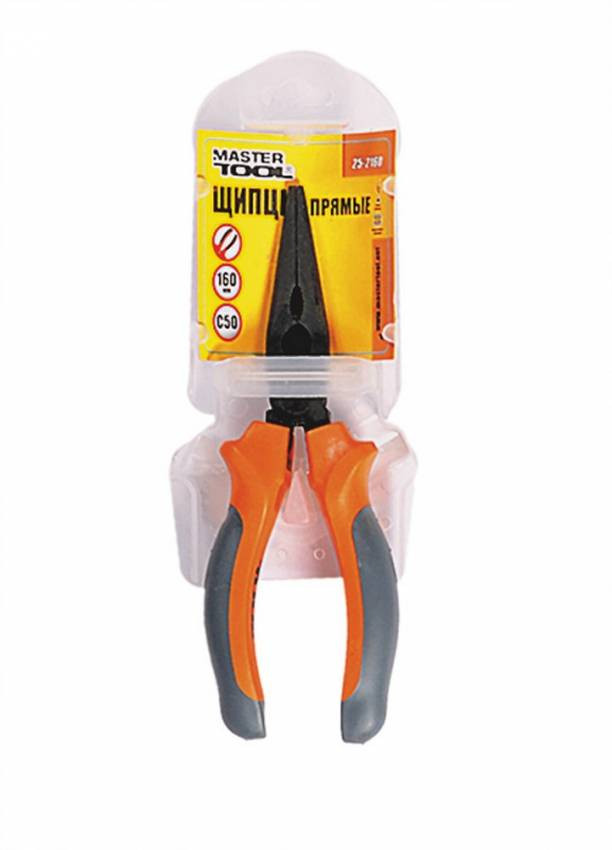 MasterTool Щипці прямі 160 мм, С50, фосфатовані, HRC 55~65, Арт.: 25-2160-25-2160