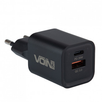 Мережевий зарядний пристрій VOIN 35W, 1 USB ,QC3.0 18W + 1PD 35W