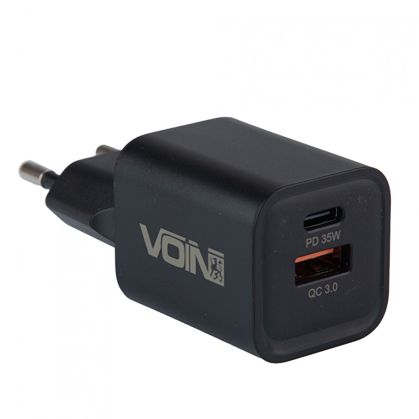 Мережевий зарядний пристрій VOIN 35W, 1 USB ,QC3.0 18W + 1PD 35W-LC-36525 (100)