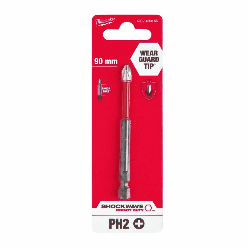 Біта SHOCKWAVE MILWAUKEE, PH2, 90мм (1шт); блістер-4932430856