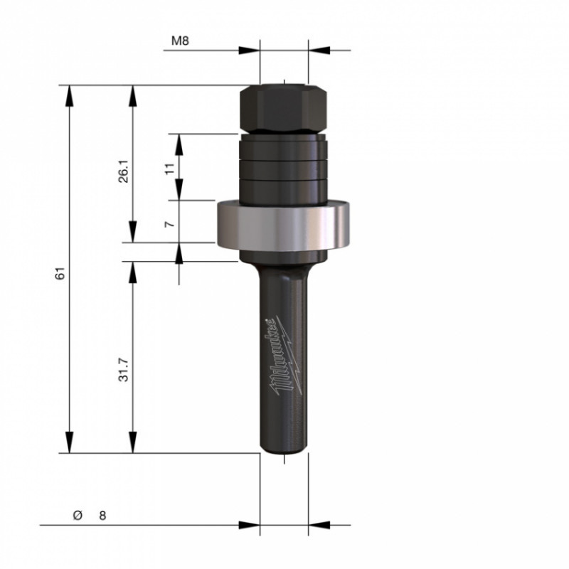 Оправлення фрези дискової пазової ТСТ C3 MILWAUKEE, 61мм, S8-4932500982