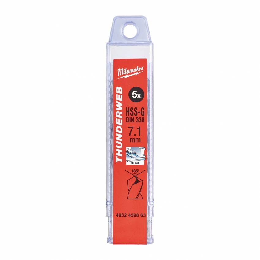 Свердло по металу THUNDERWEB HSS-G MILWAUKEE, Ø7,1х109мм, (5шт)-4932459863