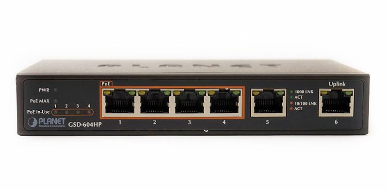 Гігабітний комутатор для дому та малого офісу 4-Port 802.3at PoE 2-Port-GSD-604HP