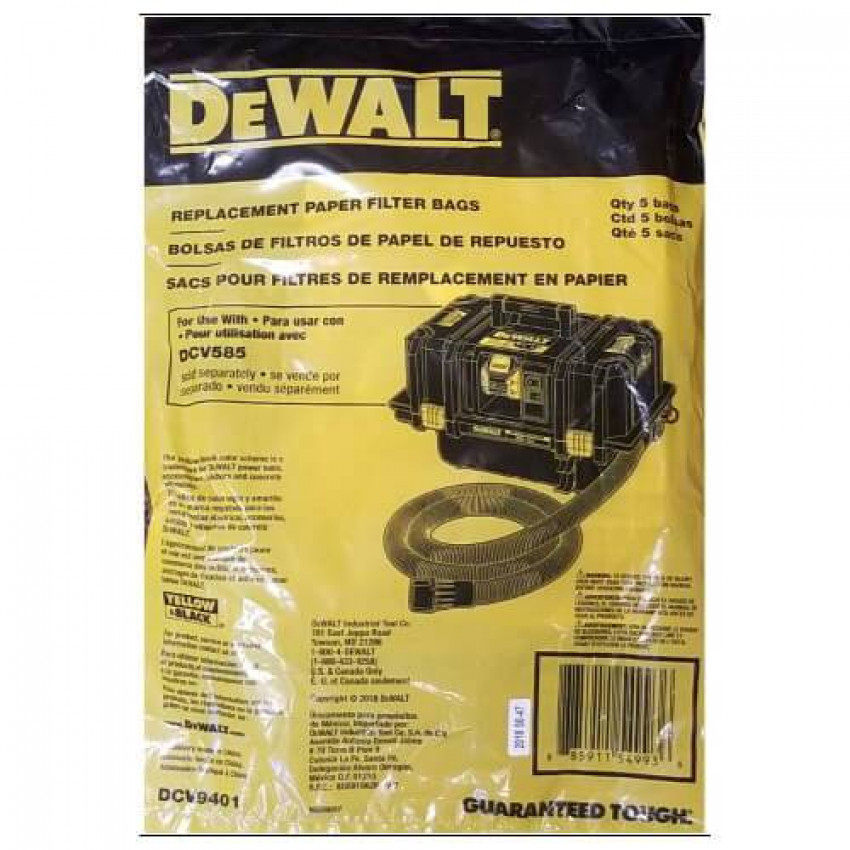 Мішки одноразові паперові для пилососу DeWALT DCV9401-DCV9401
