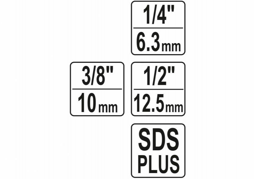 Тримачі-адаптери торцевих головок YATO: SDS > квадрат 1/4", 3/8", 1/2", 3 шт.-YT-04686