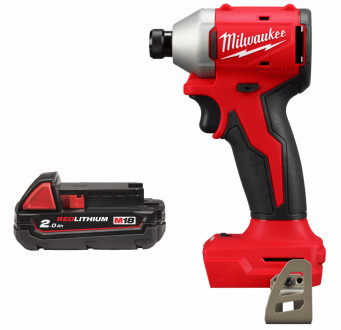 Шуруповерт ударний акумуляторний безщітковий MILWAUKEE (190Нм) M18 BLIDRC-0 (каркас) + M18 B2 подарунок-[articul]