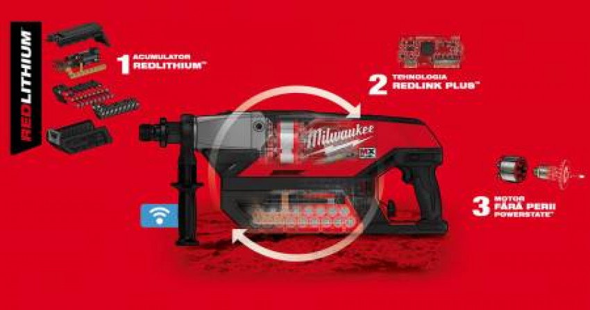 Дриль акумуляторний для алмазного свердління MILWAUKEE, MX DCD150-302CKIT (станина, ЗУ, 2Х3Ач, кейс)-4933471835