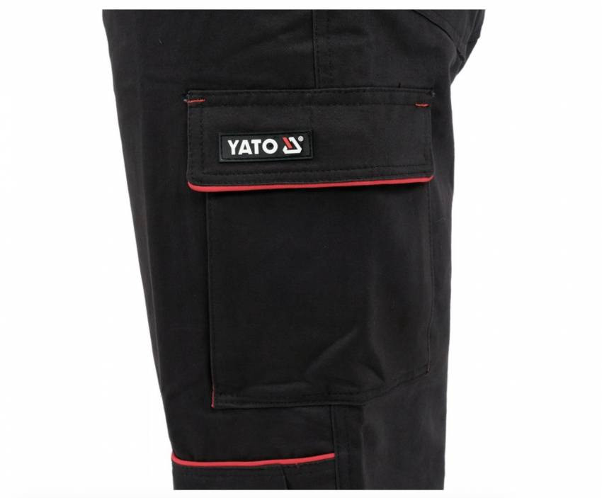 Штани робочі COMFY YATO розмір XL, чорно-червоні, 7 кишень, 100% бавовна-YT-79244