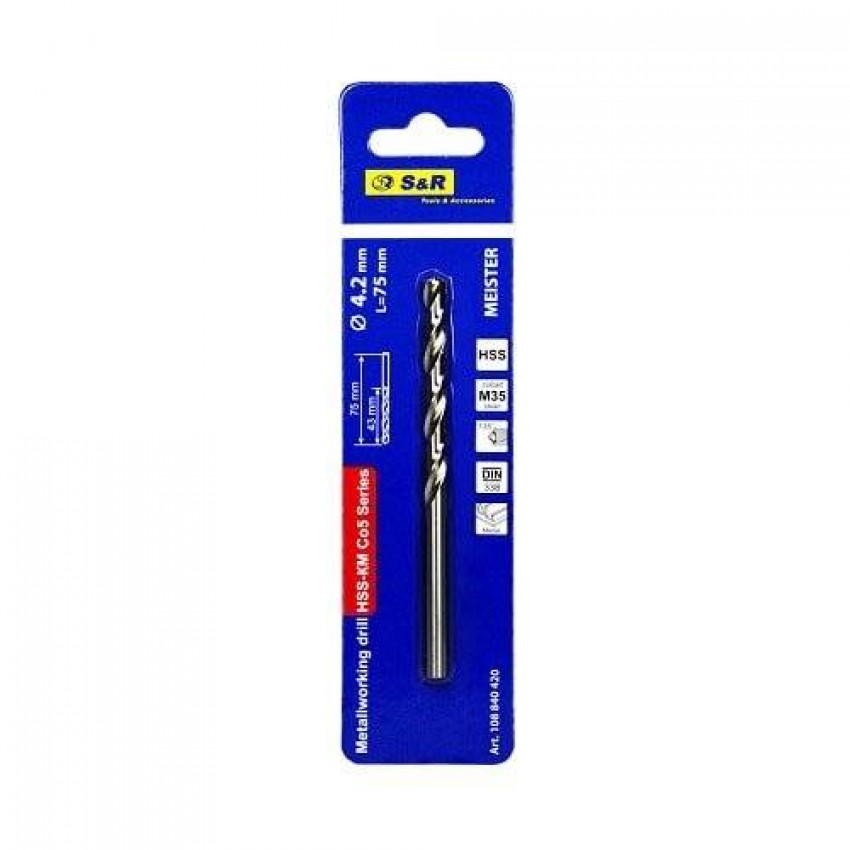 Свердло по металу S & R Meister KM HSS 4.2x43х75 мм-108840420