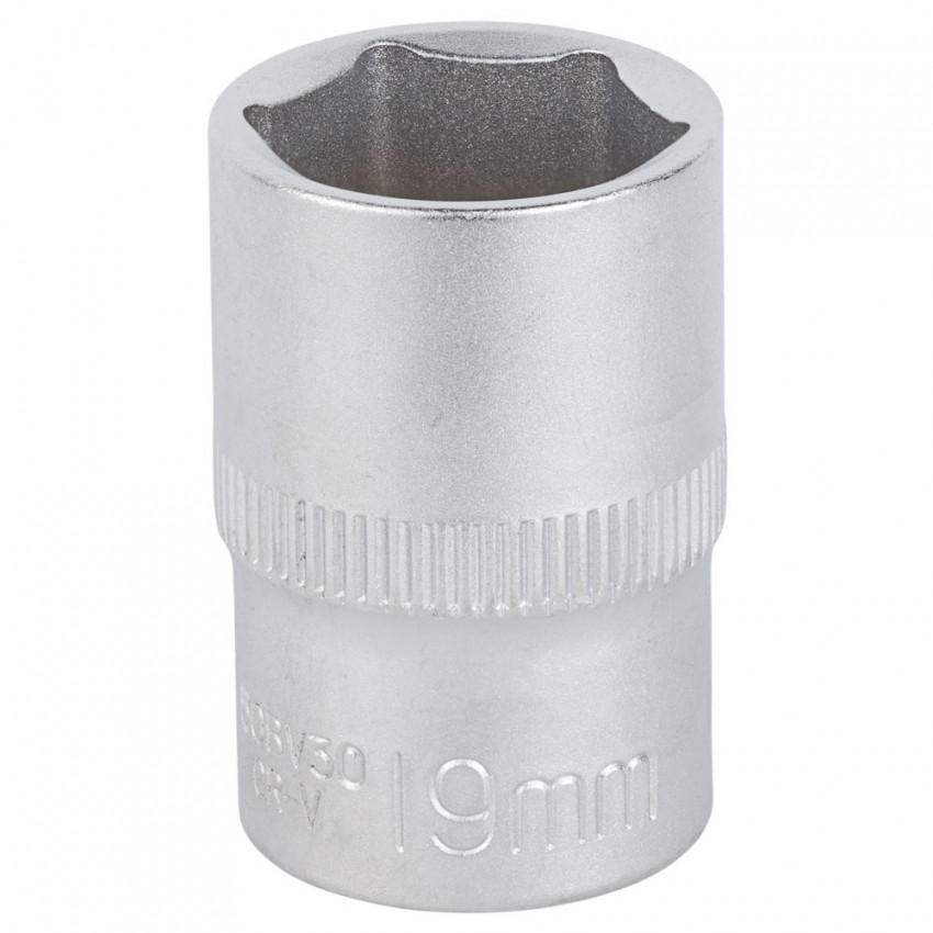 Насадка шестигранна коротка 1/2" 19мм CrV mid Sigma (6071191)-6071191