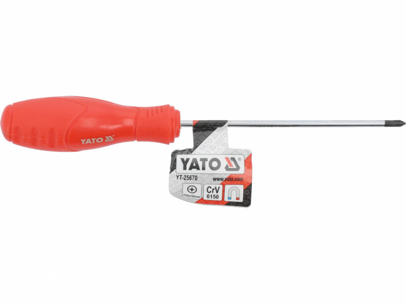 Викрутка з хрестоподібним шліцом YATO: PH0, робоча l= 100 мм [24/288]-YT-25670