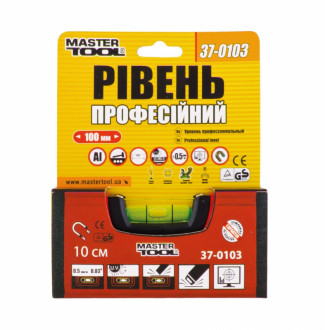 MasterTool Рівень 10 см, 1 капсула, 0,5 мм/1м, з магнітом, Арт.: 37-0103