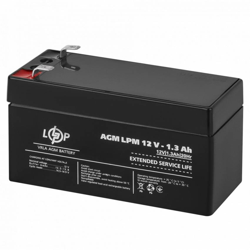 Акумулятор AGM LPM 12V - 1.3 Ah-