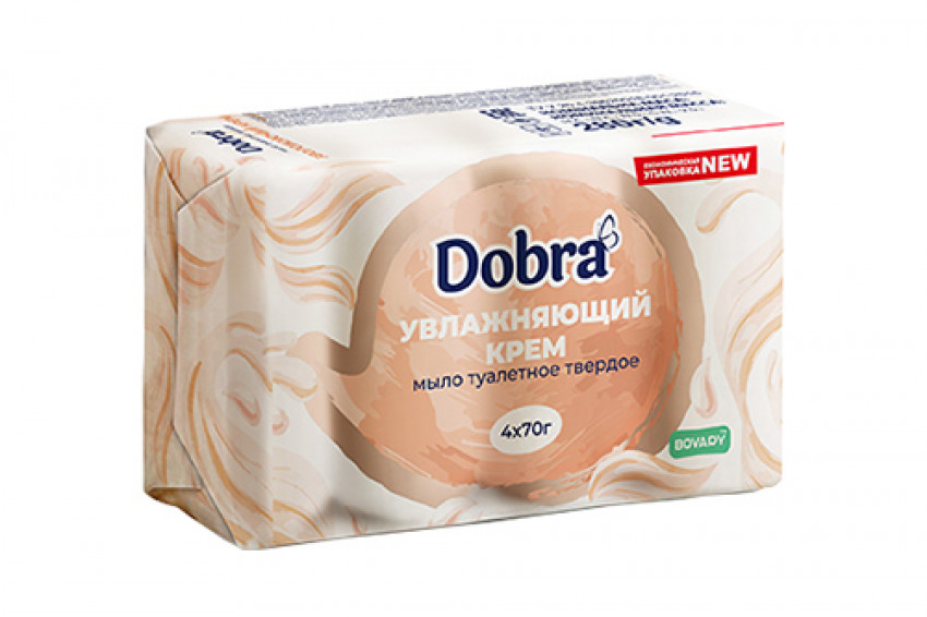 Мило туалетне тверде косметичне 4*70г екопак Dobra Зволожуючий крем-080746